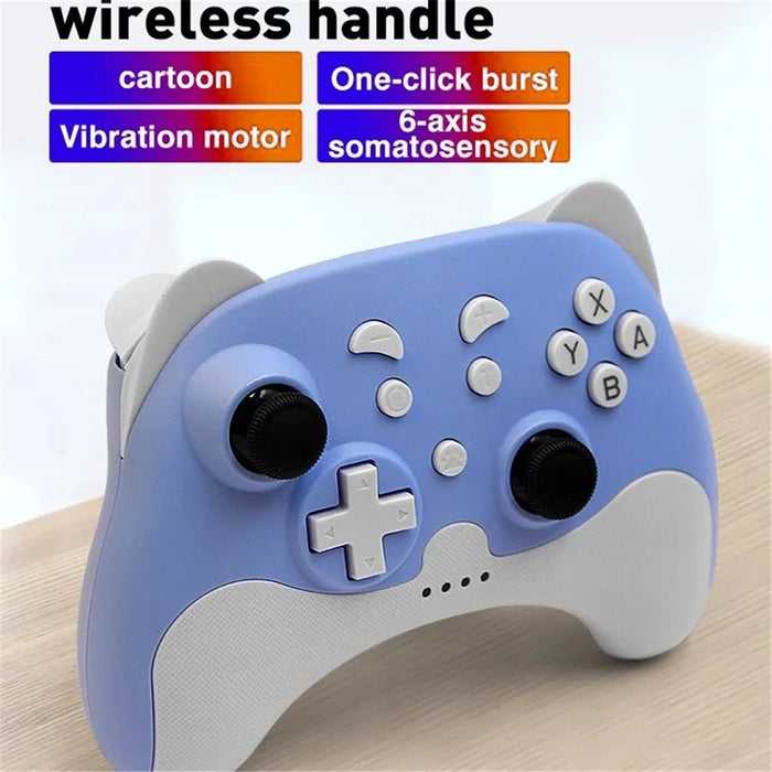 DATA FROG Bluetooth-compatible Gamepad Turbo Game Controller for Nintendo Switch / Switch Lite / PS3 / PC - Blue+White - 2
