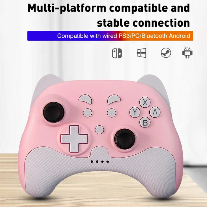DATA FROG Bluetooth-compatible Gamepad Turbo Game Controller for Nintendo Switch / Switch Lite / PS3 / PC - Blue+White - 4