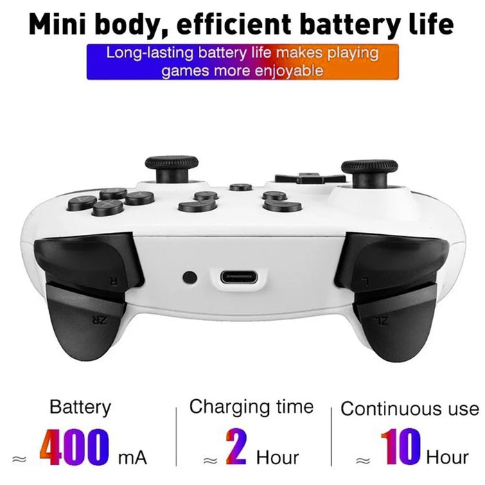 DATA FROG Bluetooth-compatible Gamepad Turbo Game Controller for Nintendo Switch / Switch Lite / PS3 / PC - Blue+White - 5