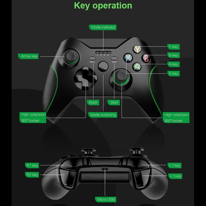 DATA FROG 2.4G Wireless Gamepad for Xbox One / PS3 / PC / Android Phone Dual Vibration Game Controller with Type-C / Micro Adapter - 4