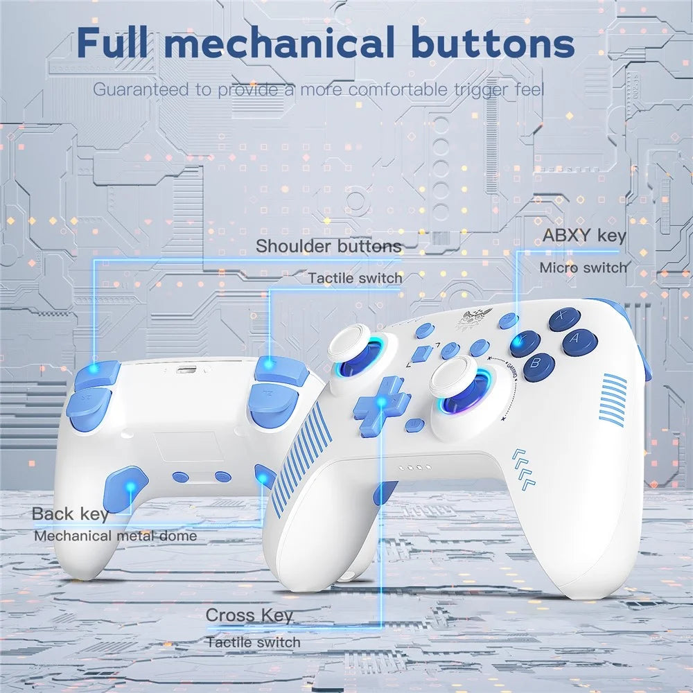 ONIKUMA C1 Switch Bluetooth-compatible / Wired Gamepad Six-Axis Gyroscope Dual Motor Game Controller - White - 4