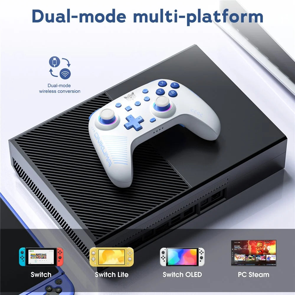 ONIKUMA C1 Switch Bluetooth-compatible / Wired Gamepad Six-Axis Gyroscope Dual Motor Game Controller - White - 5