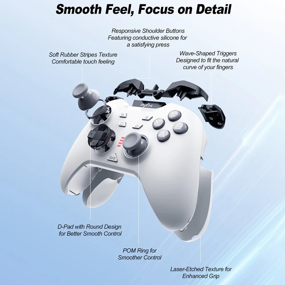 PXN P5 Bluetooth-compatible Wireless Game Controller with Receiver for Steam PC  /  Android  /  iOS  /  Nintendo Switch - White - 2