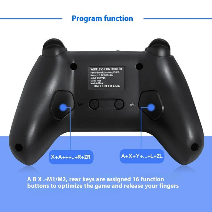 SW-01146-B For Nintendo Switch Pro Wireless Game Controller for Switch Pro Back Button Wake Function Bluetooth-compatible Gamepad - 5
