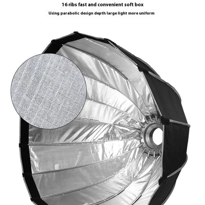 120cm Deep Parabolic Softbox with Grille Quick Release Bowens Mount Photography Umbrella for Studio Lighting - 2