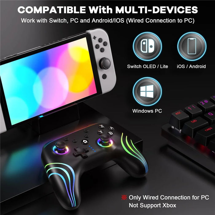 CX-262 Colorful Light Game Controller Six-Axis Motion Sensing Dual Motor Vibration Bluetooth-Compatible Gamepad - Black - 3