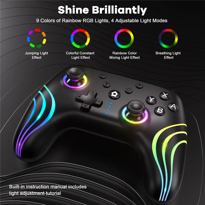 CX-262 Colorful Light Game Controller Six-Axis Motion Sensing Dual Motor Vibration Bluetooth-Compatible Gamepad - Black - 4