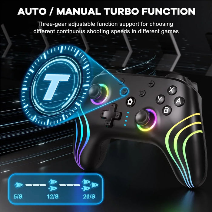 CX-262 Colorful Light Game Controller Six-Axis Motion Sensing Dual Motor Vibration Bluetooth-Compatible Gamepad - Black - 6