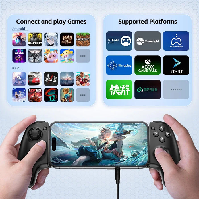 GAMWING Aobing Max Bluetooth-Compatible  /  Type C Wired Dual Mode Expandable Grip Mobile Game Controller - Black - 7