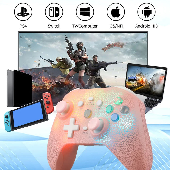 NS21 For Nintendo Switch / Ios / Android / PC RGB Light Gaming Controller Programmable Buttons Wireless Gamepad - Pink - 3