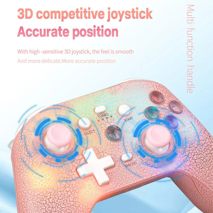 NS21 For Nintendo Switch / Ios / Android / PC RGB Light Gaming Controller Programmable Buttons Wireless Gamepad - Pink - 4