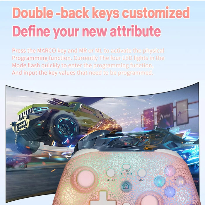 NS21 For Nintendo Switch / Ios / Android / PC RGB Light Gaming Controller Programmable Buttons Wireless Gamepad - Pink - 6