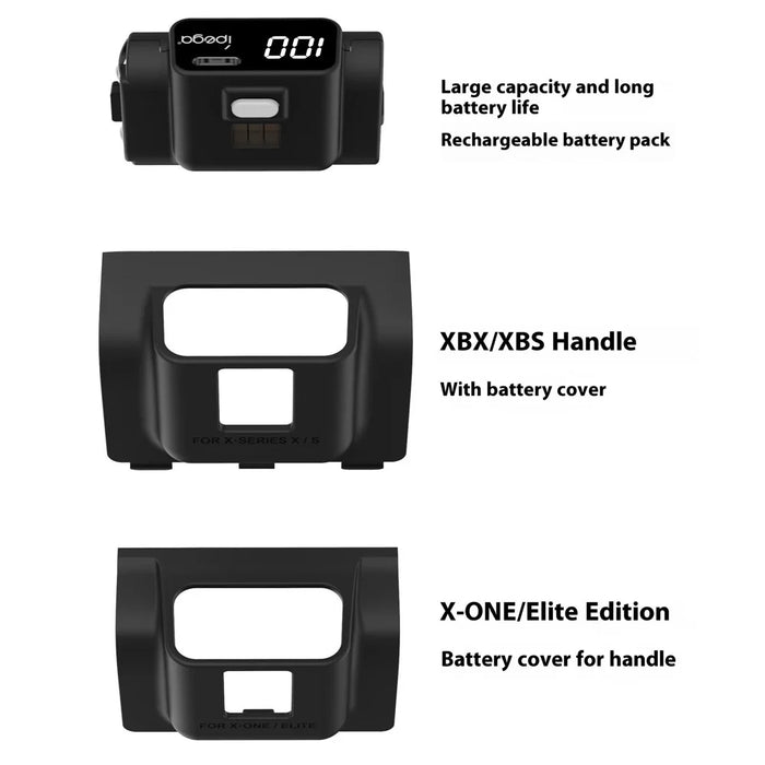 IPEGA PG-XBX030 1350mAh Battery Pack for Xbox Series S / X / Xbox One S / X Game Controller with Digital Display - Black - 3