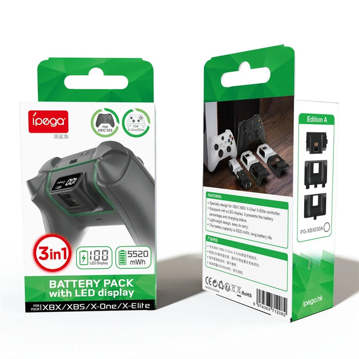 IPEGA PG-XBX030 1350mAh Battery Pack for Xbox Series S / X / Xbox One S / X Game Controller with Digital Display - Black - 6