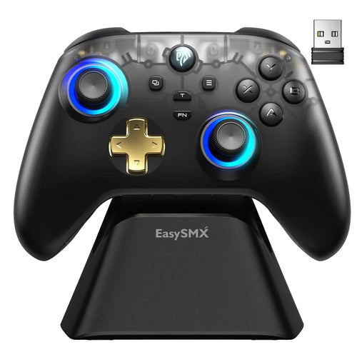 EASYSMX D05 Gaming Controller Dual Hall Sensor Bluetooth-Compatible / 2.4G Wireless / Wired RGB Gamepad with Charging Dock - 1