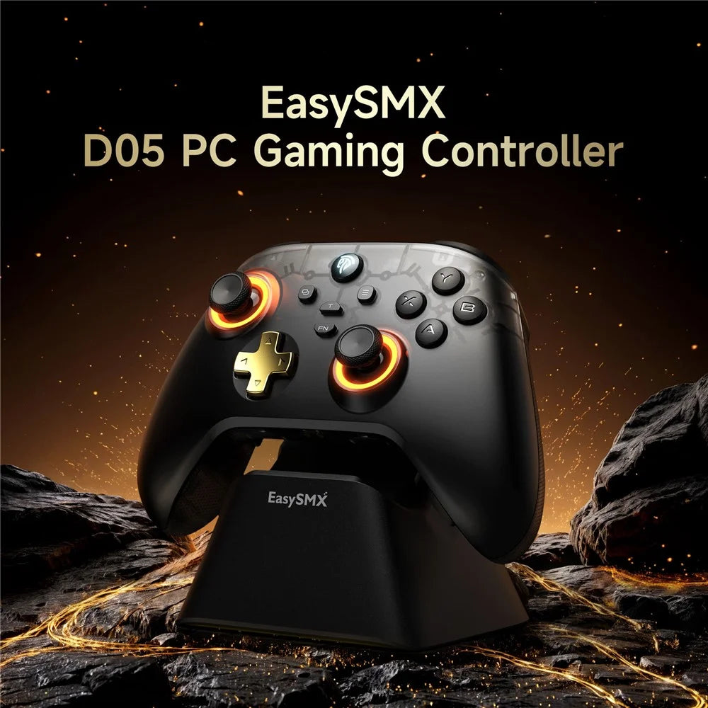 EASYSMX D05 Gaming Controller Dual Hall Sensor Bluetooth-Compatible / 2.4G Wireless / Wired RGB Gamepad with Charging Dock - 2