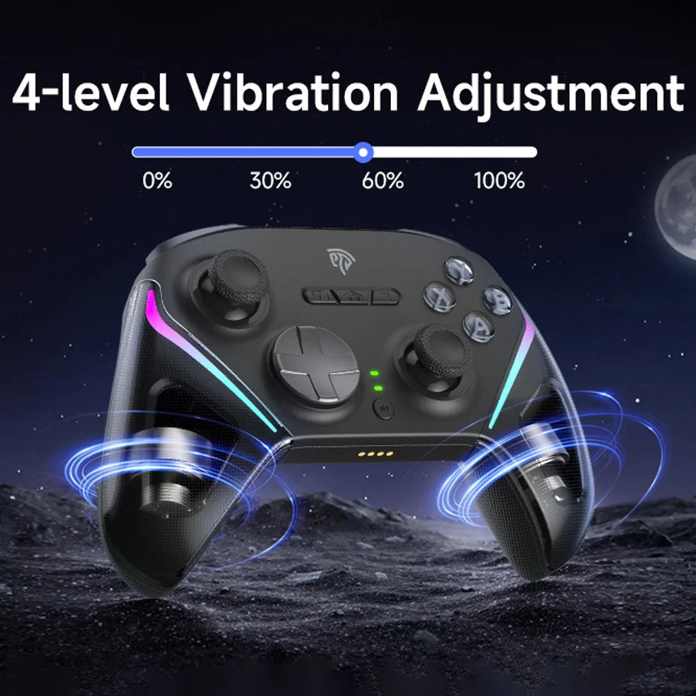 EASYSMX D10 Game Controller TMR Joystick Dual Trigger Bluetooth-Compatible / 2.4G Wireless / Wired Gamepad with Smart Charging Dock - Black - 2