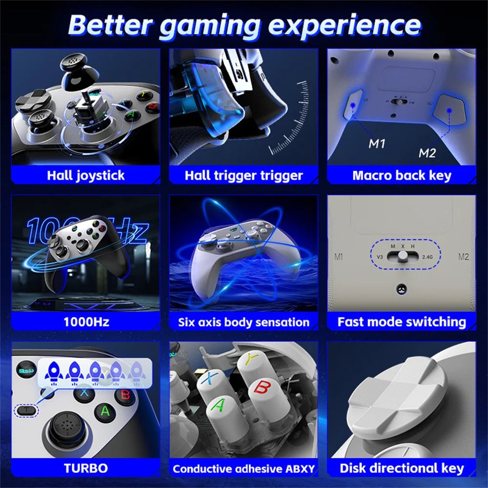 G6S Wireless Gamepad Hall Joystick Trigger Six Axis Body Sensation Bluetooth-compatible Controller for Switch / iOS / Android / PC - Black  /  White - 3