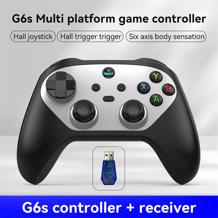 G6S Hall Joystick Trigger Six Axis Body Sensation Bluetooth-compatible Wireless Gamepad for Switch / iOS / Android / PC, with Receiver - Black  /  White - 2