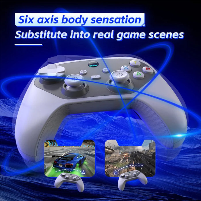 G6S Hall Joystick Trigger Six Axis Body Sensation Bluetooth-compatible Wireless Gamepad for Switch / iOS / Android / PC, with Receiver - Black  /  White - 6