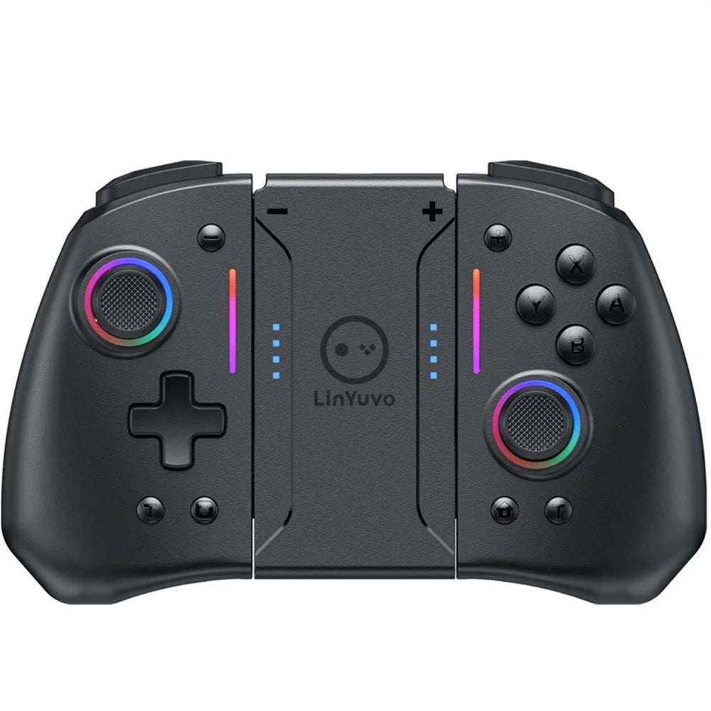 LINYUVO For Nintendo Switch  /  Switch Lite  /  Switch OLED Joy-Con Wireless Controller with RGB Backlit and Turbo Function - Black - 1