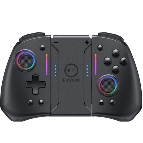 LINYUVO For Nintendo Switch  /  Switch Lite  /  Switch OLED Joy-Con Wireless Controller with RGB Backlit and Turbo Function - Black - 1