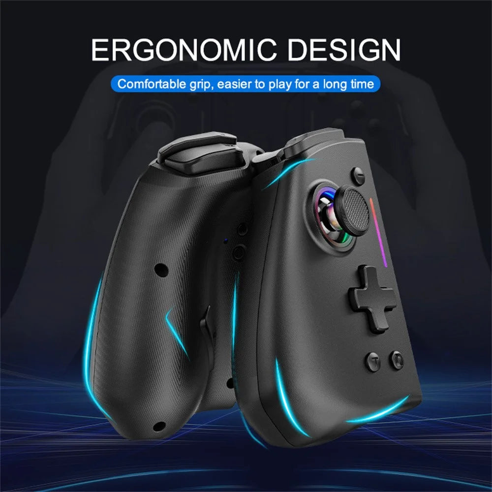 LINYUVO For Nintendo Switch  /  Switch Lite  /  Switch OLED Joy-Con Wireless Controller with RGB Backlit and Turbo Function - Black - 5