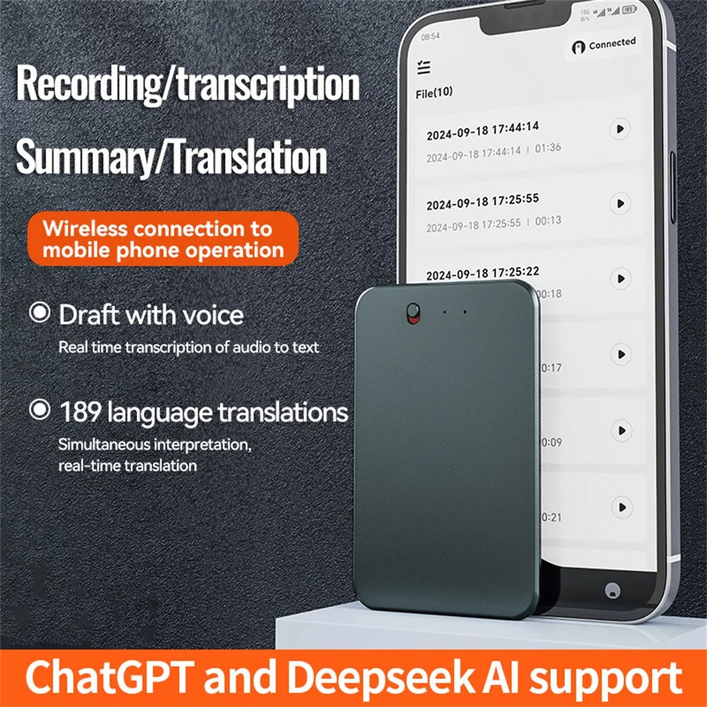 A3 8GB AI Voice Recorder ChatGPT Smart Transcription Real-Time Speech to Text One-Button Recording Device - Blackish Green - 4