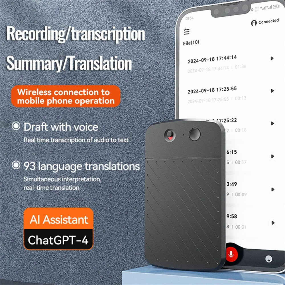 A3 Arc Frame Diagonal Stripes 8GB AI Voice Recorder ChatGPT Smart Transcription Magnetic Sound Recorder - 4