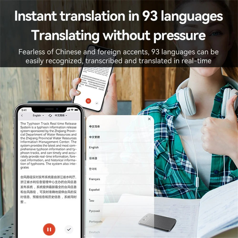 A3 Arc Frame Diagonal Stripes 32GB AI Voice Recorder ChatGPT Smart Transcription Magnetic Sound Recorder - 6