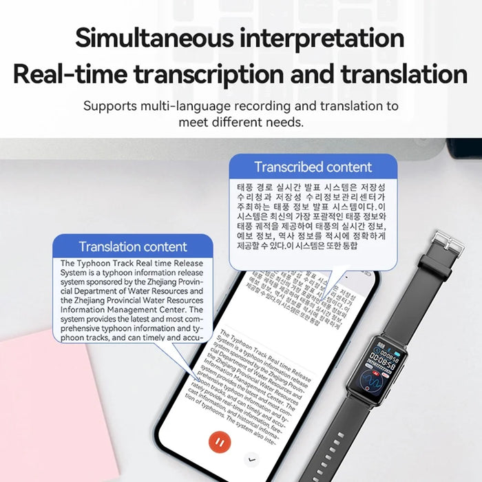 S18A 64GB AI Voice Recorder ChatGPT Smart Transcription App Controlled Recording Watch Translator - 7