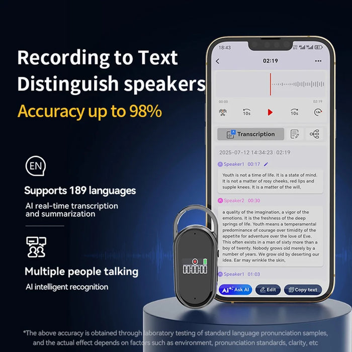 S29A 32GB AI Voice Recorder ChatGPT Intelligent Transcription Translation Recording Pen - 3