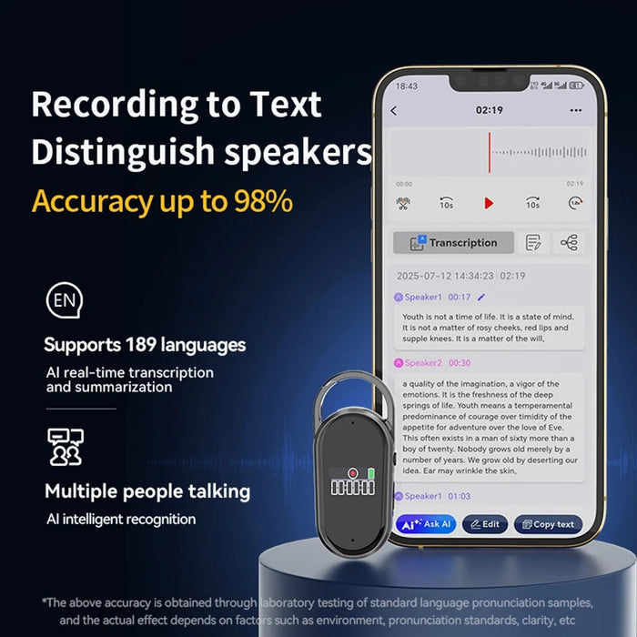 S29A 64GB AI Voice Recorder ChatGPT Intelligent Transcription Translation Recording Pen - 3