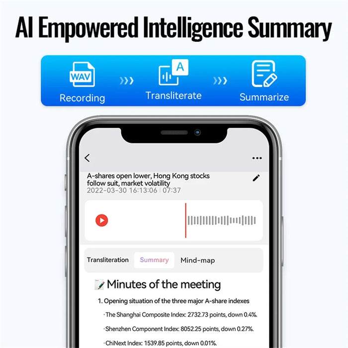 A6 128GB Magnetic Dictaphone App Control AI Voice Recorder ChatGPT Smart Transcription Translator - 6