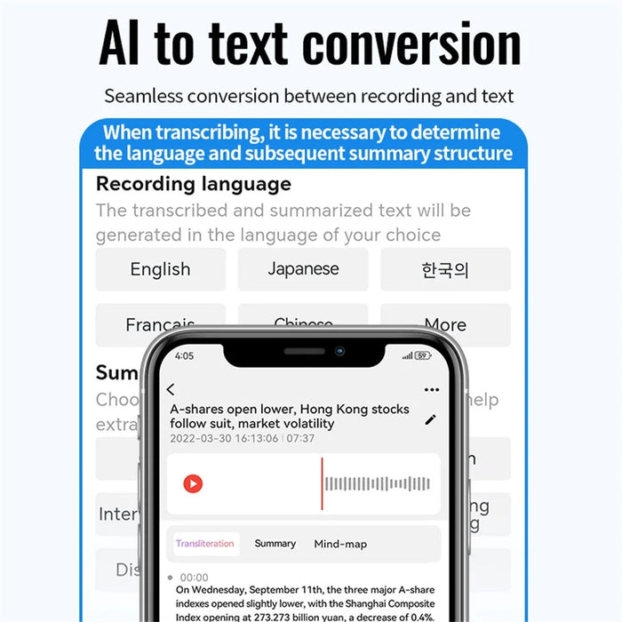A6 256GB Magnetic Dictaphone App Control AI Voice Recorder ChatGPT Smart Transcription Translator - 5