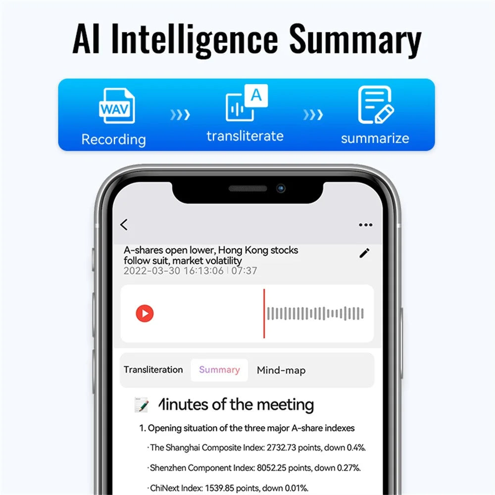 M29A 8GB AI Voice Recorder ChatGPT Smart Transcription Translation Sound Recorder APP Control - 5