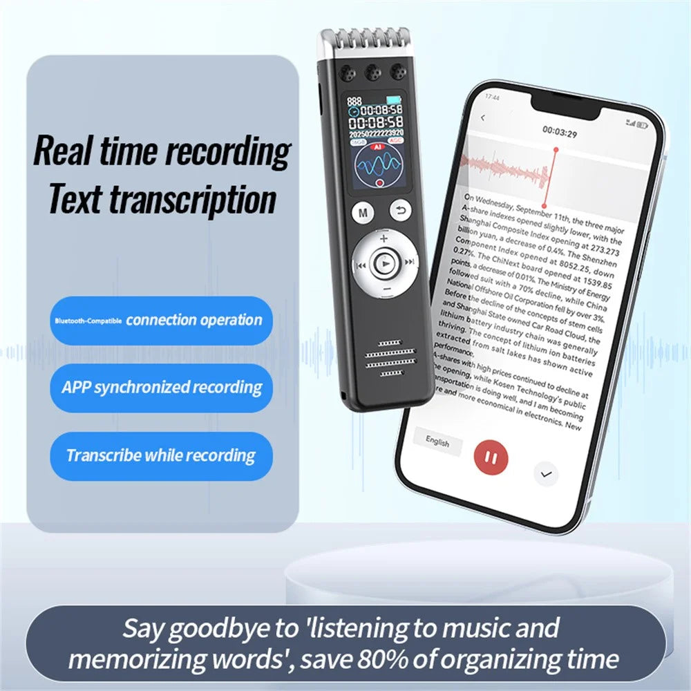 Q88A AI Smart Voice Recorder 64GB HD Noise Reduction One-Touch Recording Pen 1.14 Inch IPS Screen - 5