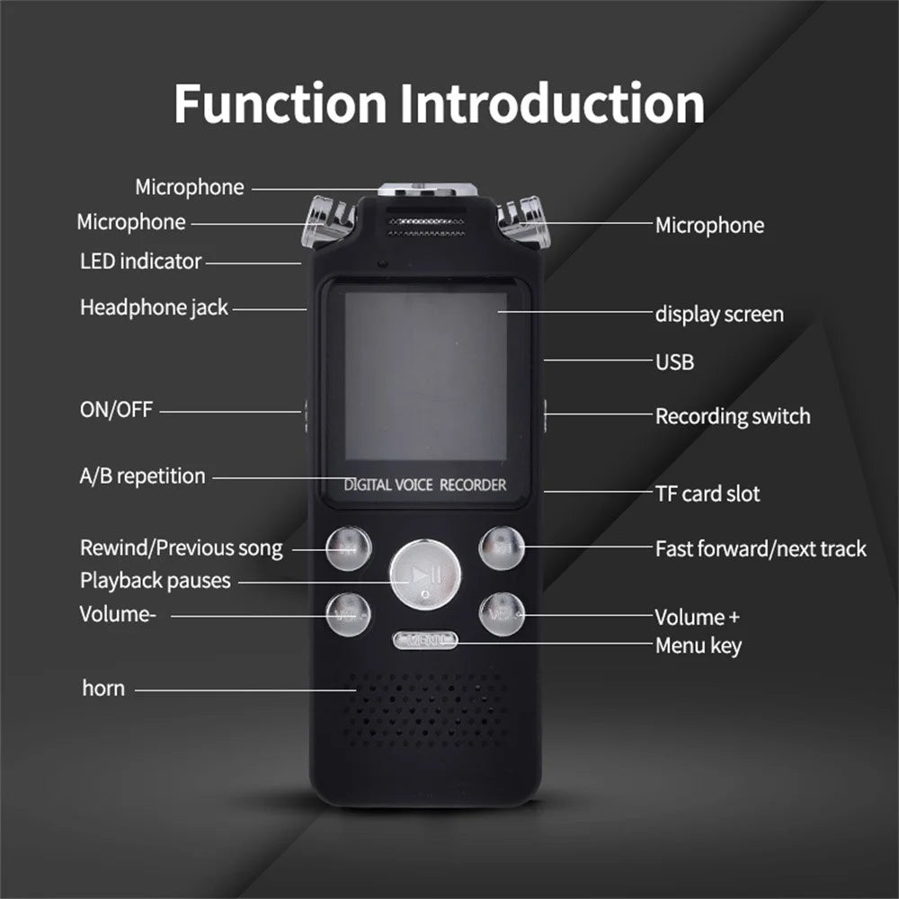 8822 8GB Noise Reduction Voice Recorder 1.44 Inch TFT Screen MP3 Player with Double Microphone Heads - 7