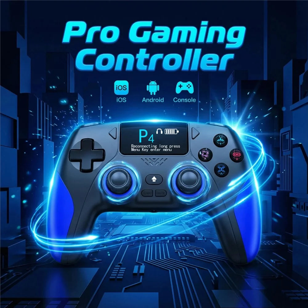 CM-620 For PS4  /  iOS  /  Switch 1.47 inch Screen Wireless Game Controller Dual Joystick Bluetooth-Compatible Gaming Controller - Black  /  Blue - 3