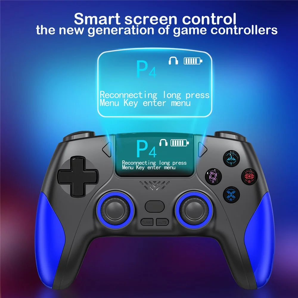 CM-620 For PS4  /  iOS  /  Switch 1.47 inch Screen Wireless Game Controller Dual Joystick Bluetooth-Compatible Gaming Controller - Black  /  Blue - 4