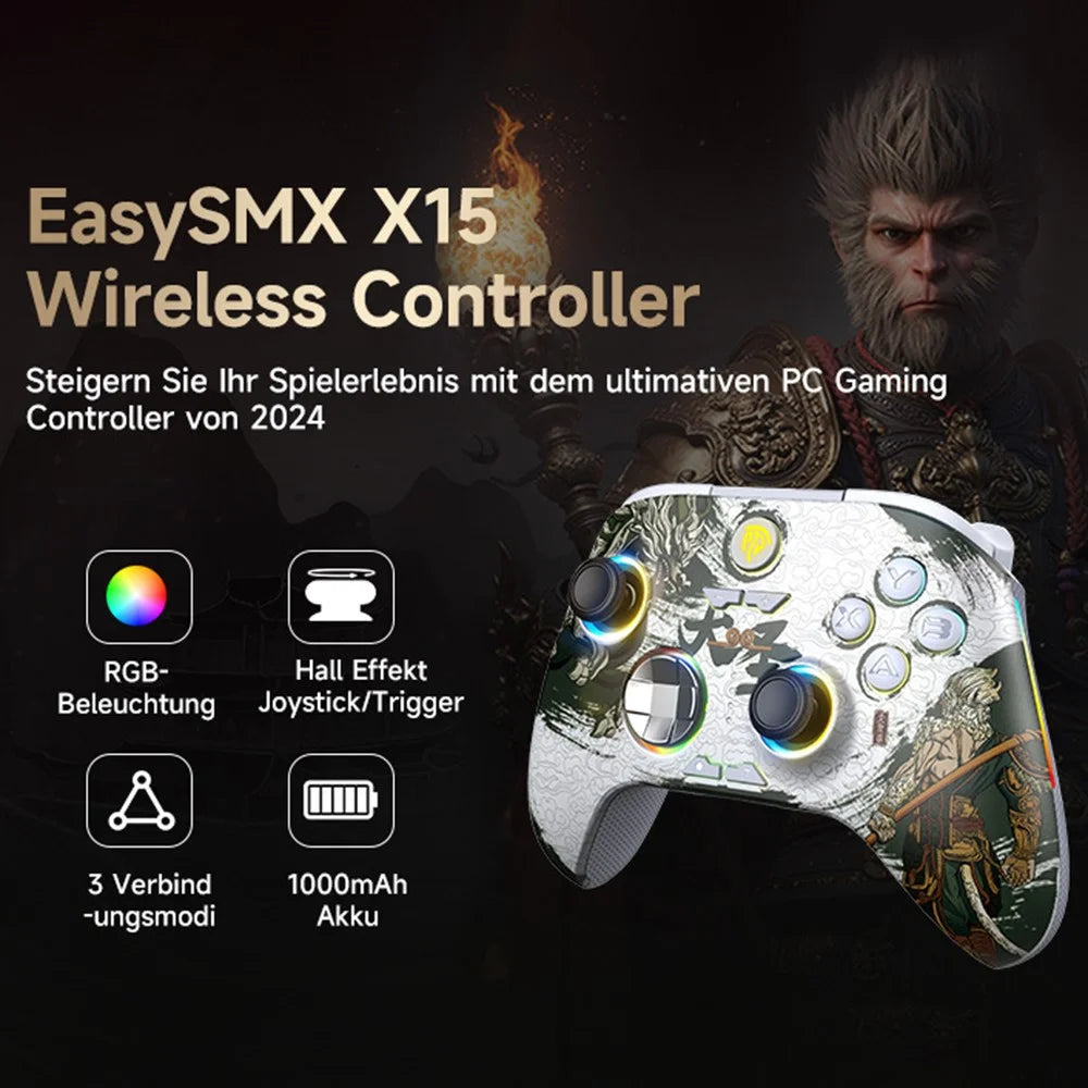EASYSMX X15 RGB Lighting Hall Effect Joystick Wireless Controller 2.4G  /  Bluetooth-compatible  /  Wired Triple Mode Gamepad - 2