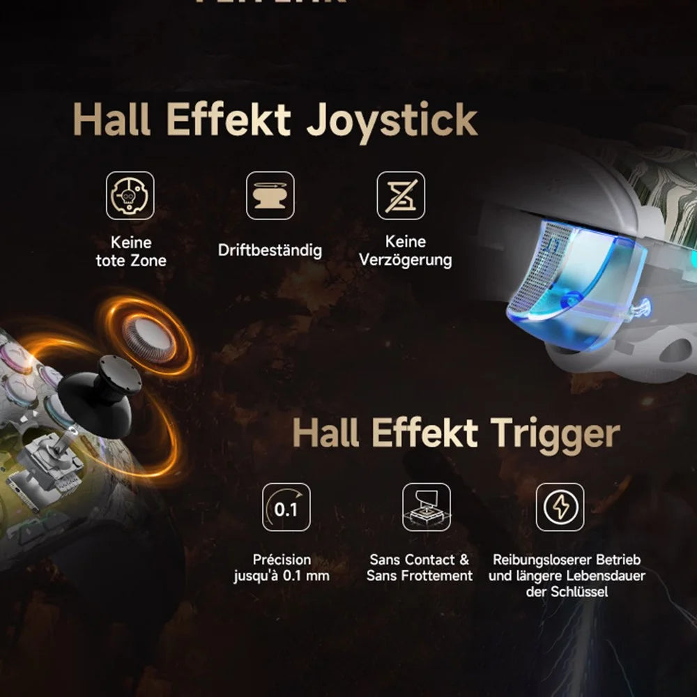 EASYSMX X15 RGB Lighting Hall Effect Joystick Wireless Controller 2.4G  /  Bluetooth-compatible  /  Wired Triple Mode Gamepad - 4