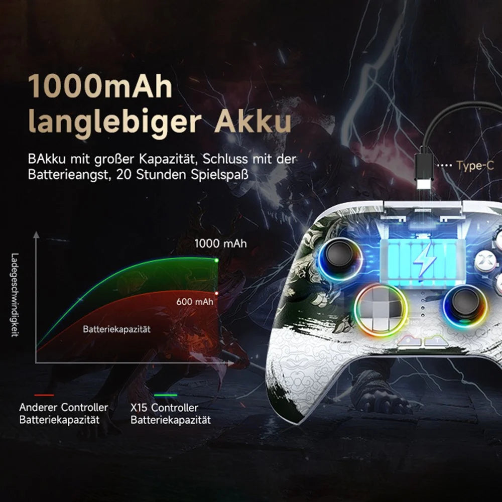 EASYSMX X15 RGB Lighting Hall Effect Joystick Wireless Controller 2.4G  /  Bluetooth-compatible  /  Wired Triple Mode Gamepad - 5