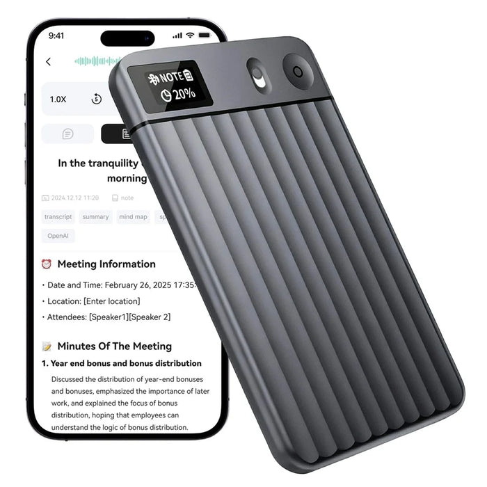 AI7 8GB AI Voice Recorder Real Time Transcription Ultra Thin Smart Recording Card Voice-to-Text Meeting Recorder - Grey - 1