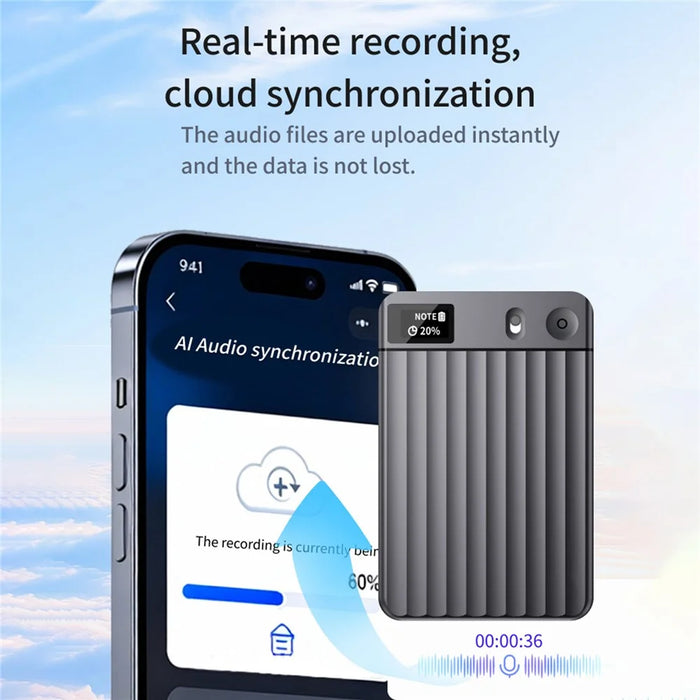 AI7 8GB AI Voice Recorder Real Time Transcription Ultra Thin Smart Recording Card Voice-to-Text Meeting Recorder - Grey - 4