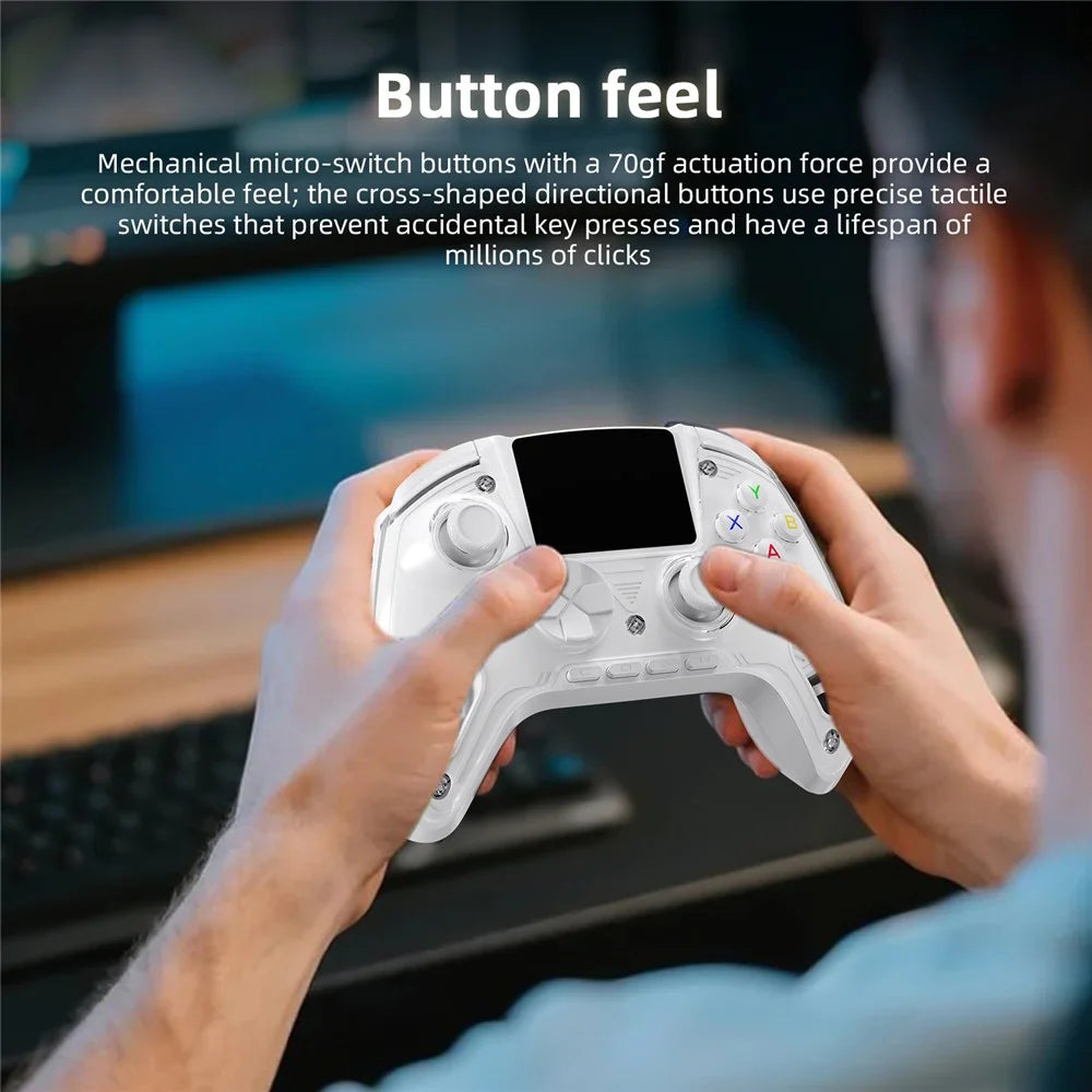 RG G01 Smart Game Controller with Heart Rate Sensor 2.5D HD IPS Screen Gamepad for PC / Steam / Linux / Nintendo Switch / Android / iOS - White - 7