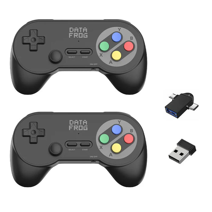 DATA FROG PC07 2Pcs 2.4G Wireless Gaming Controller for PC / Android / Tablet Dual Player Gamepad - Black - 1