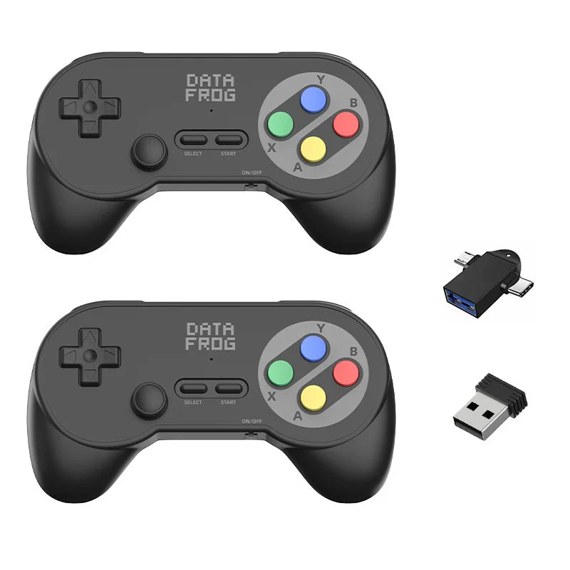 DATA FROG PC07 2Pcs 2.4G Wireless Gaming Controller for PC / Android / Tablet Dual Player Gamepad - Black - 1