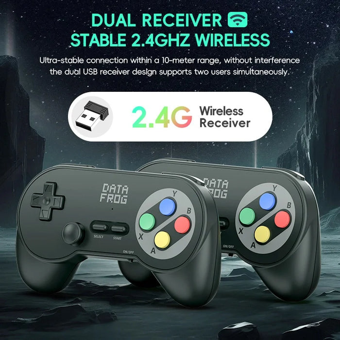 DATA FROG PC07 2Pcs 2.4G Wireless Gaming Controller for PC / Android / Tablet Dual Player Gamepad - Black - 2
