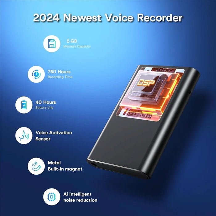 M11 8GB Voice Recorder Magnetic AI Noise Reduction 40H Recording Digital Audio Recorder for Lecture Meeting Interview -Black - 7